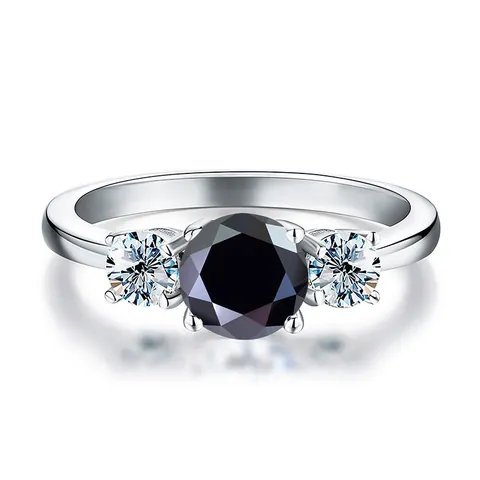 Lussuoso Anello in Argento Sterling 925 Tre Pietre Moissanite Placcato Platino Taglio Rotondo Pietra Preziosa Matrimonio Gioielli Donna