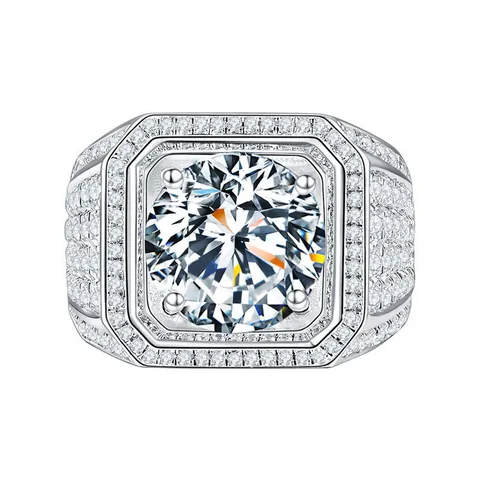 Luxuriöser S925 Sterlingsilber Moissanit Ring Für Herren Dominanter Quadratischer Pave Sternenhimmel Modeschmuck Trauring Mit Rosa Blau Grün Gelb Stein