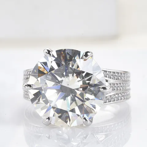 S925 Sterling Silver Ring For Women Luxurious Round Cut Zirconia Eight Hearts And Eight Arrows Six Prong Setting High Carbon Diamond Ring For Wedding Banquet