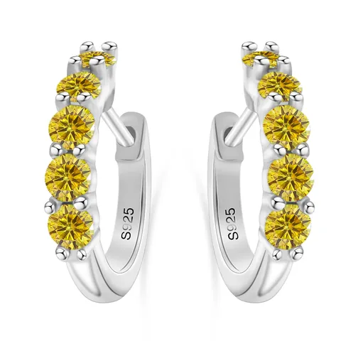 Boucles d'Oreilles Créoles en Argent Sterling 925 avec Moissanite pour Femme Luxe Couleur D Taille Ronde Strass Bijoux Cadeau