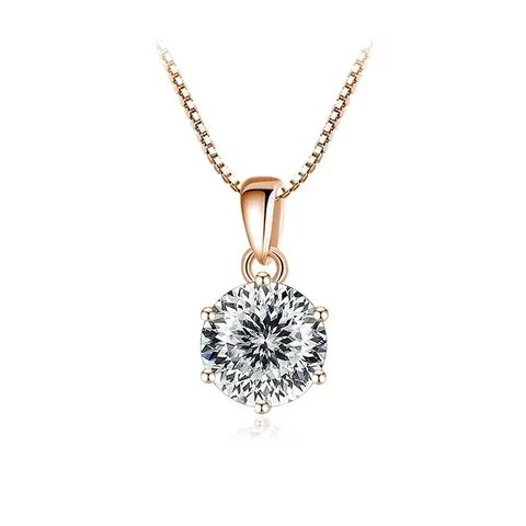 925 Sterling Silver 1 Carat Moissanite Pendant Necklace For Women Round Brilliant Cut Six-Claw Solitaire Box Chain Jewelry
