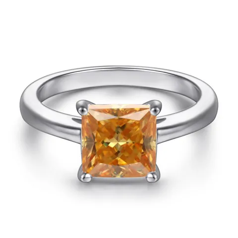 Princess Cut Moissanite Ring 925 Sterling Silver White Gold Plated Classic Square Engagement Wedding Jewelry Gift For Women