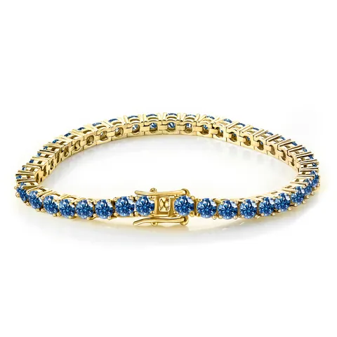 Classic Royal Blue Moissanite Tennis Bracelet 925 Sterling Silver Round Stone Sparkling Unisex Jewelry Tennis Chain Gift