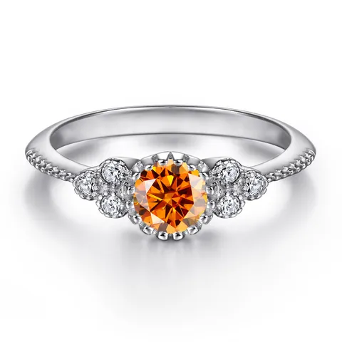925 Sterling Zilver Ronde Slijping Kleurrijke Moissanite Verlovingsring Voor Vrouwen Luxe Cluster Zetting Bruiloft Feest Sieraden Accessoire