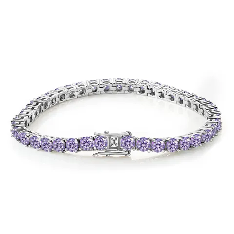 925 Sterling Silver 4mm Light Purple Moissanite Tennis Bracelet GRA Certificate Pass Diamond Tester Hip Hop Men Women Jewelry