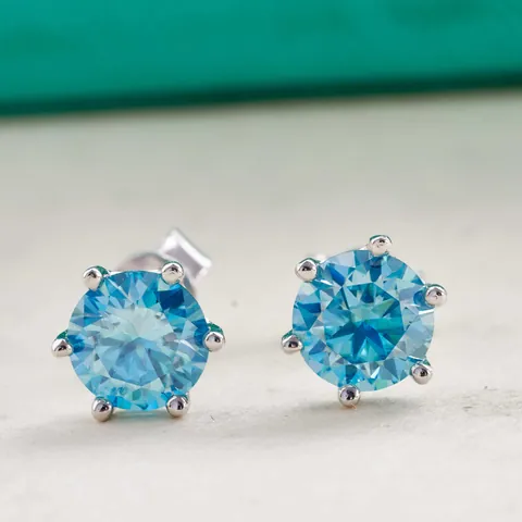 Orecchini a Bottone in Moissanite Argento Sterling S925 per Donna 1 Carato Rotondi Rosa Blu Bianco Diamante Gioielli