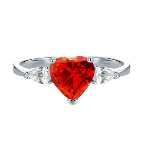 925 Sterling Silver Heart Moissanite Ring For Women Sparkling 2ct Moissanite Engagement Ring With Pear Side Stones Wedding Jewelry