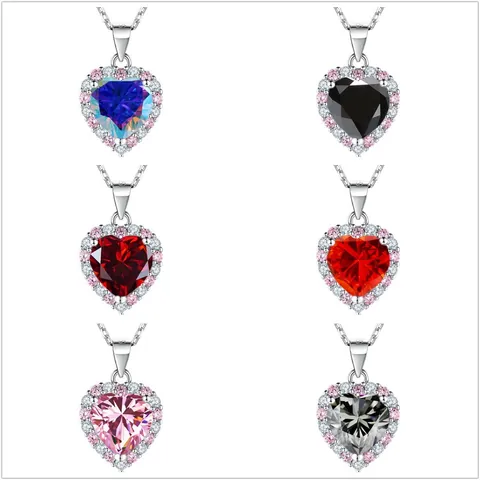 Heart Moissanite Necklace S925 Sterling Silver Pendant Necklace With GRA Certificate Sparkling Halo Jewelry For Women Gift