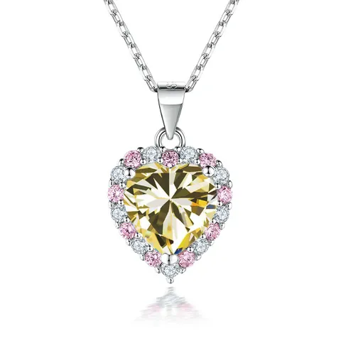 Heart Moissanite Necklace S925 Sterling Silver Pendant Necklace With GRA Certificate Sparkling Halo Jewelry For Women Gift
