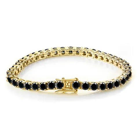 Pulsera de Tenis Collar de Moissanita Negra de Lujo para Mujeres Hombres Plata de Ley 925 Chapado en Oro Rosa Joyería Piedra Redonda