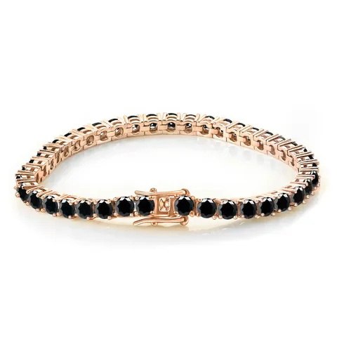 Pulsera de Tenis Collar de Moissanita Negra de Lujo para Mujeres Hombres Plata de Ley 925 Chapado en Oro Rosa Joyería Piedra Redonda