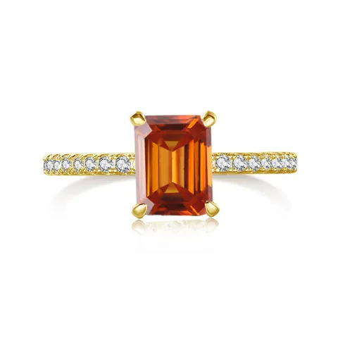 Luxury Emerald Cut Moissanite Ring For Women 925 Sterling Silver Pavé Engagement Wedding Ring Colorful Gemstone Jewelry Gift