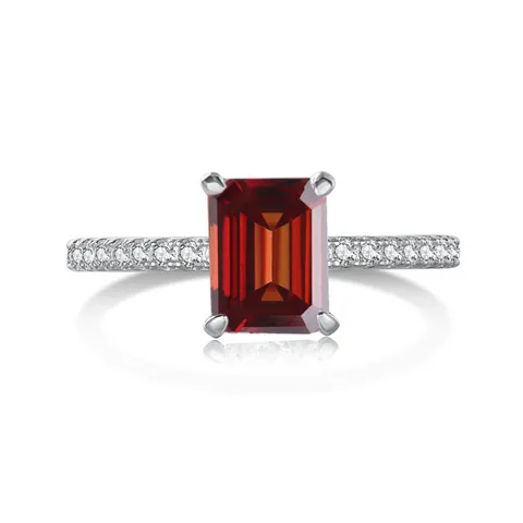 Luxury Emerald Cut Moissanite Ring 925 Sterling Silver Engagement Wedding Band For Women Pavé Inlaid Fine Jewelry Gift