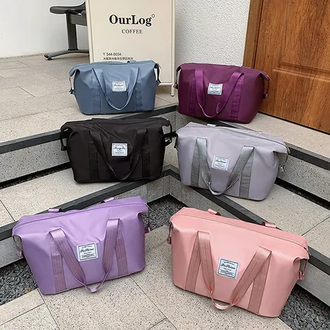Large Capacity Nylon Travel Bag Waterproof Duffel Bag For Women Sports Fitness Gym Bag Trolley Sleeve Weekend Overnight Bag