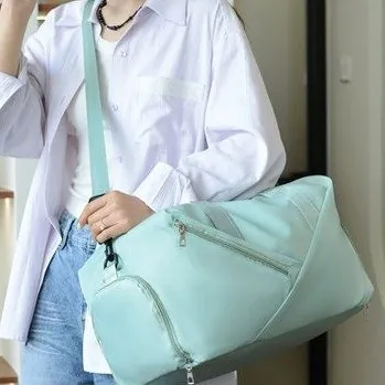 Large Capacity Travel Bag With Independent Shoe Compartment Dry Wet Separation Waterproof Nylon Sports Gym Duffel Bag