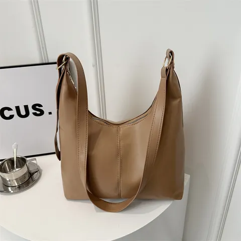 Women Large Capacity PU Leather Hobo Bag Vintage Retro Tote Shoulder Bag With Zipper Closure For Commuting Daily Handbag