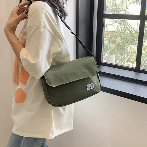 Damen Casual Segeltuch Umhängetasche Koreanischer Stil Crossbody Schultertasche Einfarbig Für Pendeln Student Mit Einem Gurt