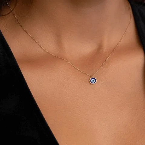 Fashion Copper Evil Eye Pendant Necklace Gold Silver Plated Enamel Round Charm Marine Sea Star Shell Necklace For Women Jewelry