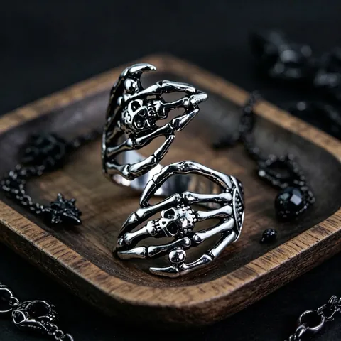 Vintage Punk Rings For Men Alloy Gothic Skull Dragon Animal Adjustable Open Band Biker Rock Hip Hop Jewelry