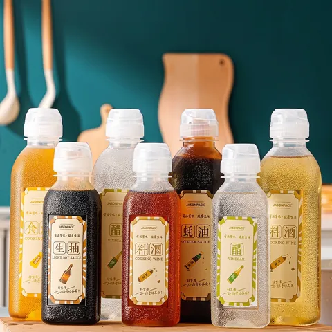 Plastic Squeeze Bottle For Oil And Sauce Non-Drip Kitchen Seasoning Container Transparent Frosted Scaled Oil Dispenser