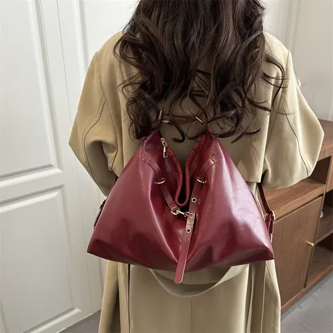 Zaino in Pelle PU Donna Retrò Grande Capacità Borsa a Spalla Tote Multifunzionale Zaino Hobo Minimalista Urbano per Pendolarismo