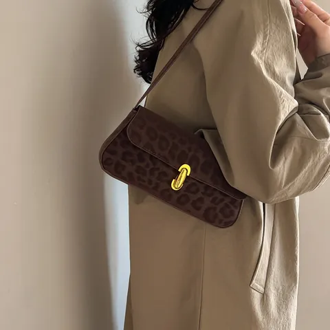 Damen Vintage Leopardenmuster PU Leder Umhängetasche Mode Schicke Achseltasche Lässige Tägliche Kleine Quadratische Handtasche