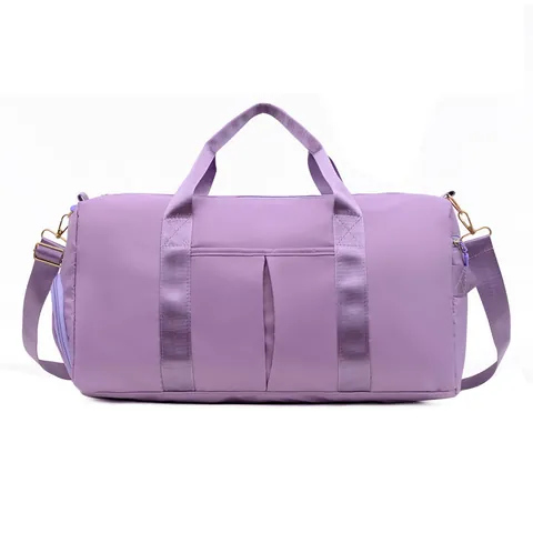 Women's Waterproof Nylon Gym Bag With Independent Shoe Compartment Wet Dry Separation Large Capacity Travel Duffel Bag Yoga Training Bag With Trolley Sleeve
