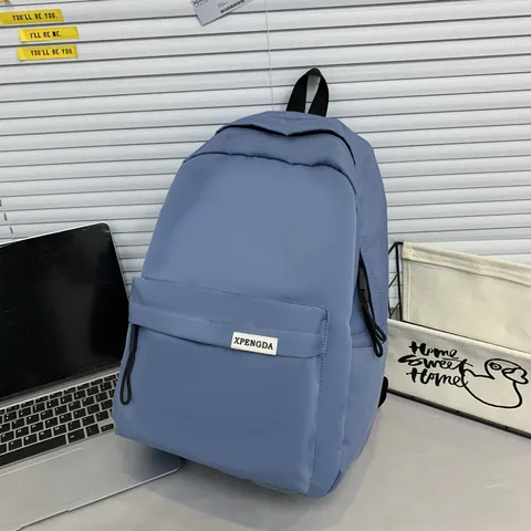 Minimalist Nylon Waterproof Backpack Large Capacity Solid Color Schoolbag Urban Fashion Student Daypack Casual Travel Bag Unisex