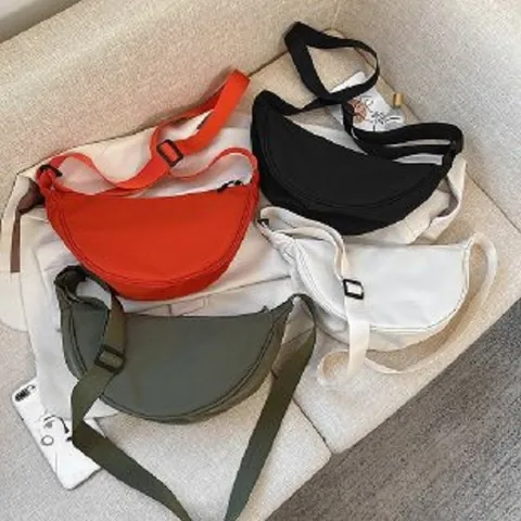 Bolso Bandolera Dumpling de Tela Oxford Simple para Mujer Bolso de Hombro de Color Sólido Ligero Con Correa Ajustable Diario