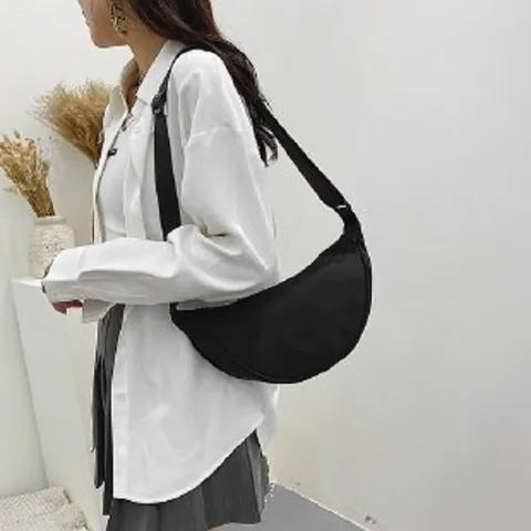 Bolso Bandolera Dumpling de Tela Oxford Simple para Mujer Bolso de Hombro de Color Sólido Ligero Con Correa Ajustable Diario
