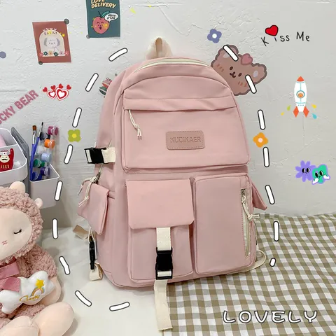 Large Capacity Canvas Backpack For High School Students Lightweight Travel Schoolbag Multi-Pocket Fashion Daypack For Women Girls