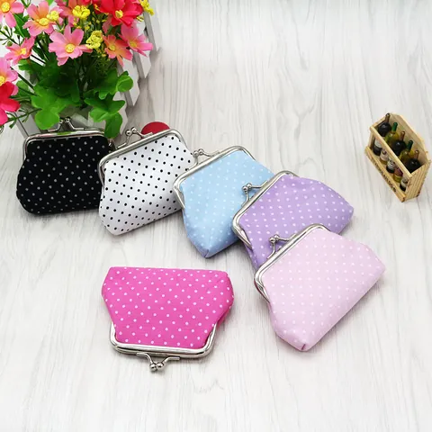 Vintage Punkte Kussverschluss Mini Münzbörse Baumwollstoff Beutel Kleine Geldtasche Für Münzen Und Kleinteile Für Damen Kinder