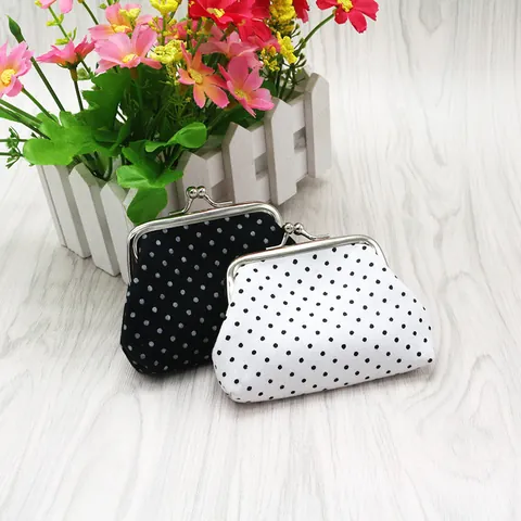 Vintage Punkte Kussverschluss Mini Münzbörse Baumwollstoff Beutel Kleine Geldtasche Für Münzen Und Kleinteile Für Damen Kinder