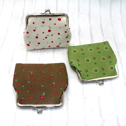 Vintage Bloemenprint Dames Katoenen Portemonnee Mini Kleine Geldbeugel Met Metalen Kussluiting Sleutelhouder Zakje Cadeau