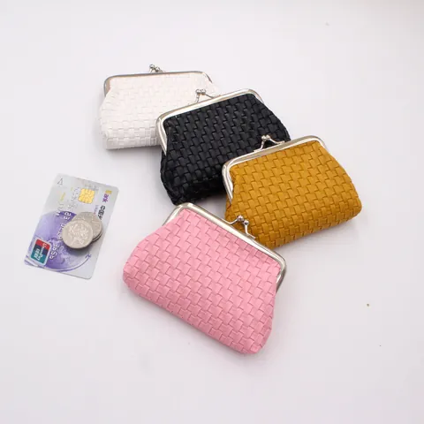 Klassische Geflochtene PU-Leder Geldbörse Für Damen Mit Metall-Schnappverschluss Retro Kleingeldtasche Für Karten Münzen