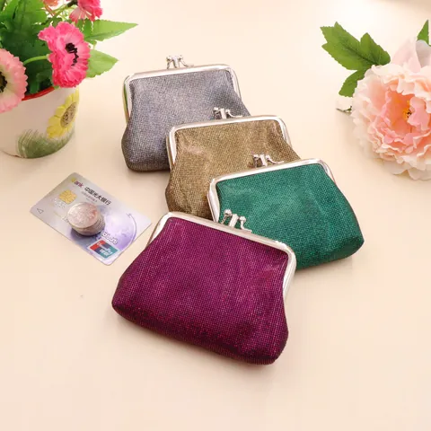 Portamonete da Donna Vintage con Chiusura Kiss Lock Mini Portafoglio Retro con Glitter Lucidi Piccola Borsa a Rete Metallica