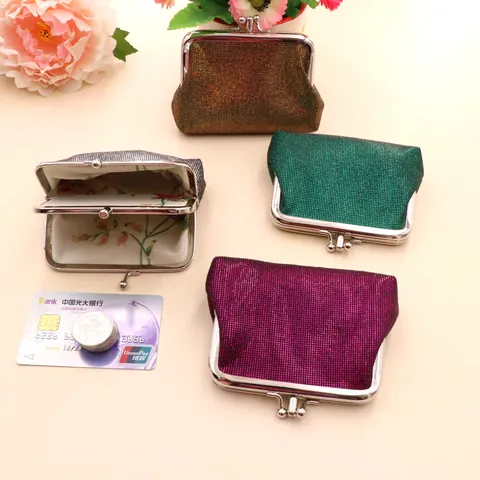 Portamonete da Donna Vintage con Chiusura Kiss Lock Mini Portafoglio Retro con Glitter Lucidi Piccola Borsa a Rete Metallica