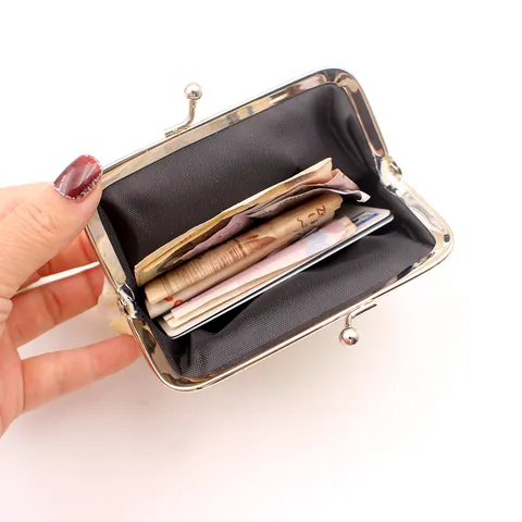 Portamonete Vintage in Pelle PU Con Chiusura a Scatto Motivo Farfalla Olografica Mini Borsa da Donna Portatile