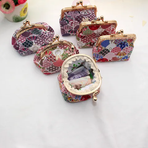 Japanse Stijl Handgemaakte Beugelsluiting Portemonnee Bloem Konijn Patroon Polyester Stof Kleine Opbergtas Geldbeutel Voor Dames Dagelijks Reizen