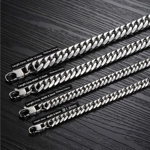 Minimalist Stainless Steel Cuban Link Chain Necklace Bracelet For Men Women Punk Street Fashion Jewelry Non-Fading Curb Chain Gift