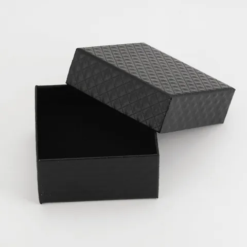 Quilted Pattern Square Jewelry Storage Box Black Cardboard Jewelry Gift Case For Earrings Ring Necklace Packaging
