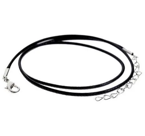 Minimalist Black Wax Rope Necklace Cord With Silver Alloy Lobster Clasp And Adjustable Extension Chain For Pendant DIY Jewelry Making Men Women