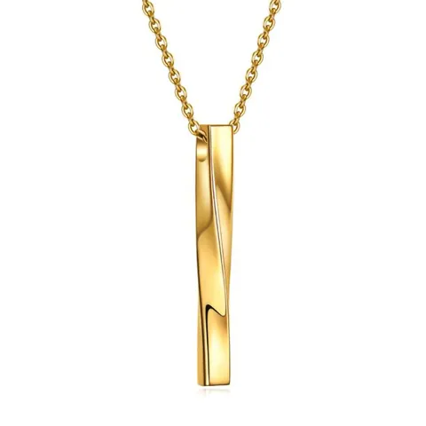 Minimalist Alloy Twisted Column Pendant Necklace For Men Women Gold Silver Black Geometric Metal Jewelry Necklace Gift