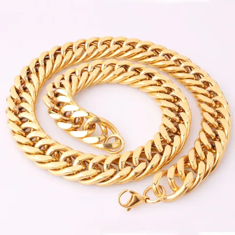 Stainless Steel Cuban Link Chain Necklace Bracelet For Men Women Gold Silver Plated Hip Hop Punk Fashion Jewelry Accessory