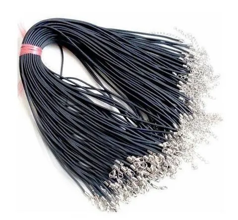Cordón de Collar de Cuerda Encerada Negra Minimalista Con Cierre de Langosta de Aleación de Plata y Cadena de Extensión Ajustable para Creación de Joyas DIY