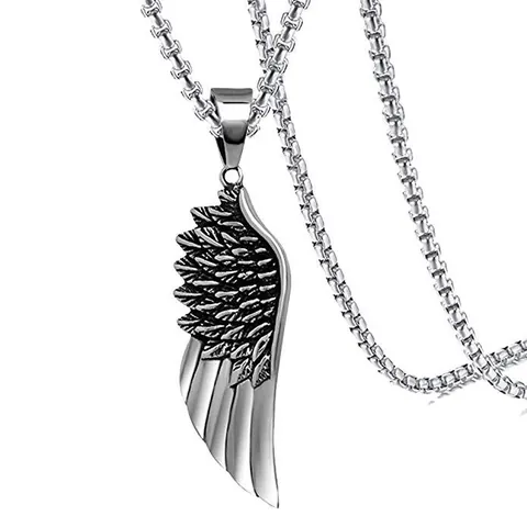 Hip Hop Stainless Steel Wing Pendant Necklace Retro Alloy Feather Maple Leaf Hexagram Snake Pendant Jewelry For Men Women