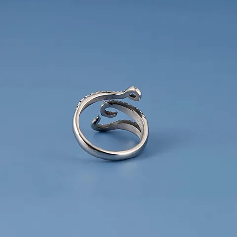 Bague Ouverte Réglable en Alliage Vintage Pour Hommes Femmes Gothique Punk Poulpe Dragon Serpent Crâne Tête d'Animal Bijoux de Mode Bague Cadeau
