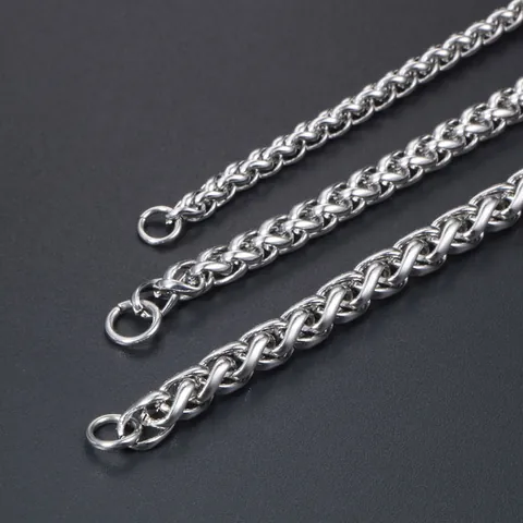 Men Women 316L Stainless Steel Wheat Chain Necklace Polished Silver Color Dragon Bone Link Chain Jewelry Accessory