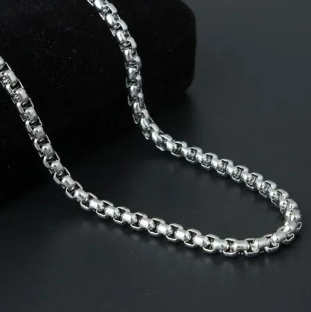 Collar de Cadena de Perlas Cuadradas de Acero Inoxidable para Hombres T304 Cadena de Clavícula de Acero de Titanio Regalo de Joyería Punk Hip Hop