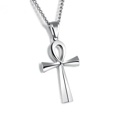 Antike Ägyptische Ankh Kreuz Anhänger Halskette Legierung Panzerkette Für Herren Damen Gold Silber Schwarz Retro Schmuck